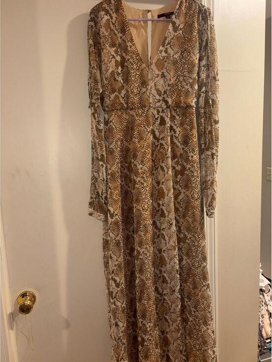 Guess Other - Guess Snake Print Long Sleeve Maxi Dress Side Slit Small NWOT